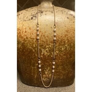 Honora Station Necklace Bronze (Rose Gold) and Pearls